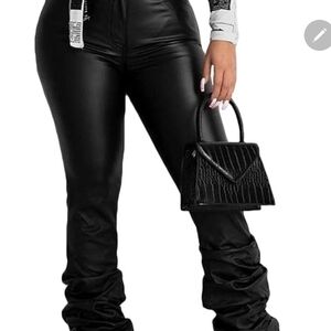Sleek Black Faux Leather Skinny Pants
